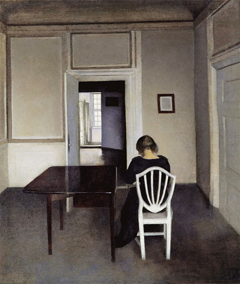Interior with Ida in a White Chair