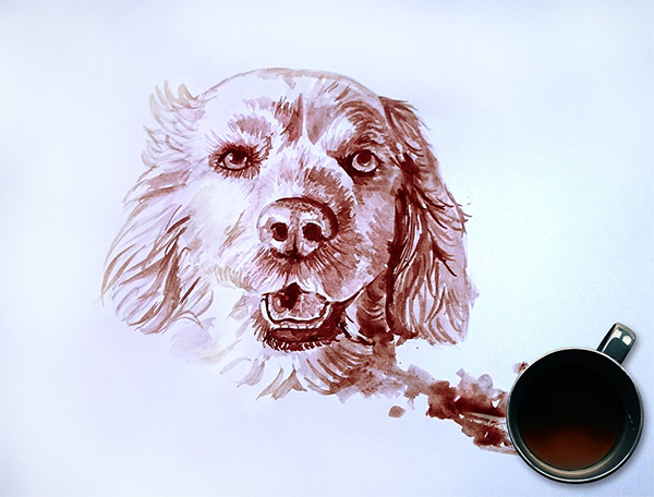 Coffee Dog Painting