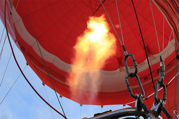 Flames from Burner in Hot Air Balloon